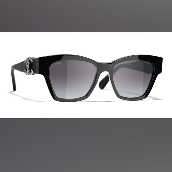 CHANEL SUNGLASSES CAT EYE BLACK CH5456 - Picture 2 of 16